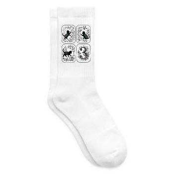 Katze 3 Geburtstag Blumen - Tennissocken - Weiß - Rechts