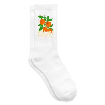 Olá Retro Orangen Pflanzen Urlaubs-Gruß - Tennissocken - Weiß - Rechts