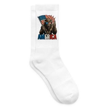 American Bison Patriotic USA Buffalo Rock Sign - Tennissocken - Weiß - Rechts