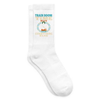Train Room Model Railway Model Railway Dad Gift - Tennis socks - white - Right