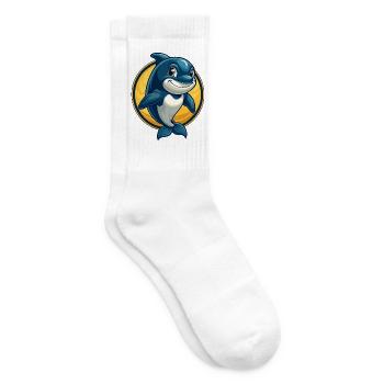 Mascotte Orca Kawaii Personnage de dessin animé Logo clipart - Chaussettes de tennis - blanc - Droite