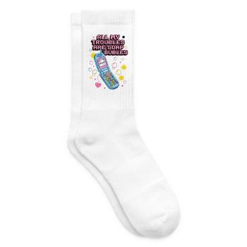 All My Troubles Are Soap Bubbles - Tennissocken - Weiß - Rechts