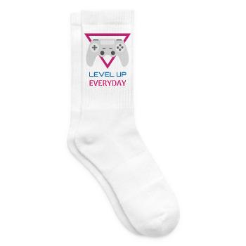 Level Up Everyday Gamer - Tennissocken - Weiß - Rechts