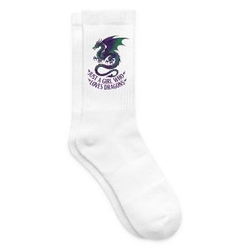 Drachenliebe: Mädchen Motiv - Tennissocken - Weiß - Rechts
