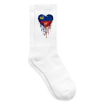 Liechtenstein Venezuela Flaggenherz Tropfenkunst - Tennissocken - Weiß - Rechts