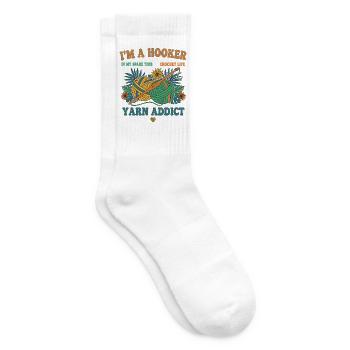 Funny Crochet Lover Im A Yarn Addict - Tennis socks - white - Right