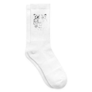 Schwarzweißes Tigerporträt - Tennissocken - Weiß - Rechts