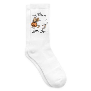 Dachshund Ghost Halloween Trick or Treat - Tennis socks - white - Right