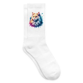 Turkish Angora Cat Motif - Tennis socks - white - Right