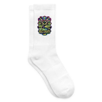 Ego Tod Psytrance – Rave-Outfit Psy Trance Goa - Tennissocken - Weiß - Rechts