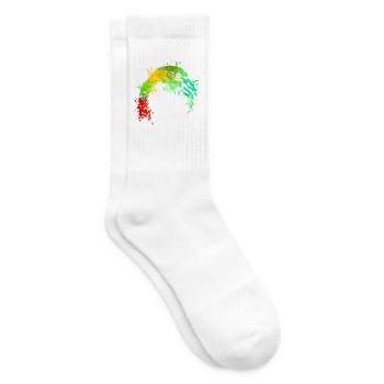 Art éclaboussé de flamant rose - Chaussettes de tennis - blanc - Droite