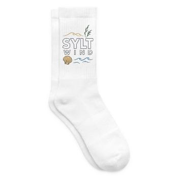 Motif de l’île de la mer du Nord avec Vent Sylt et dunes - Chaussettes de tennis - blanc - Droite