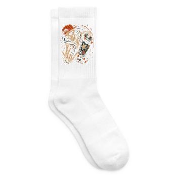 Skater Skelett Rocker Skateboard Vintage Halloween - Tennissocken - Weiß - Rechts