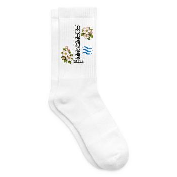 Bodensee Glück mit Blüten, Wellen und Natur - Tennissocken - Weiß - Rechts