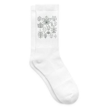 Blätter und Laub | Natur | Botanik - Tennissocken - Weiß - Rechts