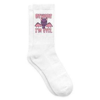 Süße Fledermaus Halloween Beware I'm Evil Kawaii - Tennissocken - Weiß - Rechts