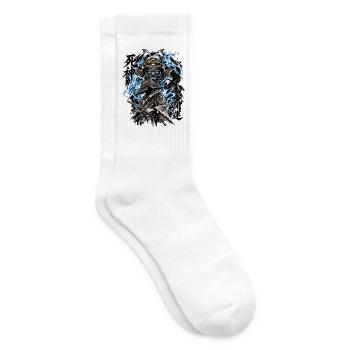 Blaufeuer-Samurai mit Dämonhelm - Tennissocken - Weiß - Rechts