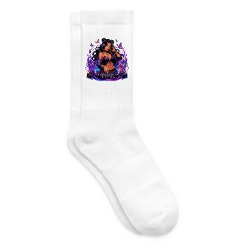 Nacht DJ in mit Schmetterlingen - Tennissocken - Weiß - Rechts
