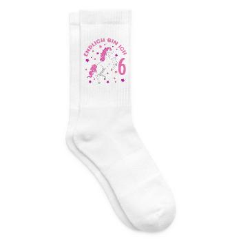 6 Jahre alt Pferd Endlich Bin Ich 6 Mädchen 6. - Tennissocken - Weiß - Rechts