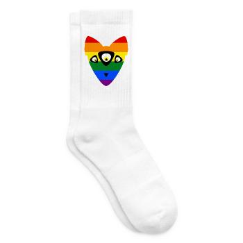 LGBTQ+ Pride Fuchs – Trippy Rainbow Fox - Tennissocken - Weiß - Rechts