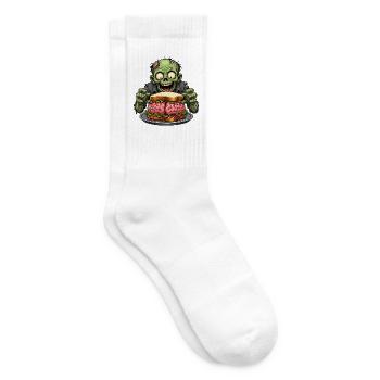 Zombie mit Gehirn Sandwich - Tennissocken - Weiß - Rechts