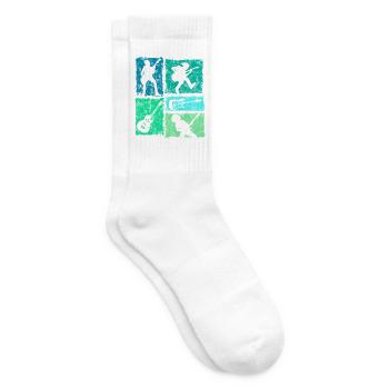Vintage E-Guitarren Design Guitarrist Bassist - Tennissocken - Weiß - Rechts