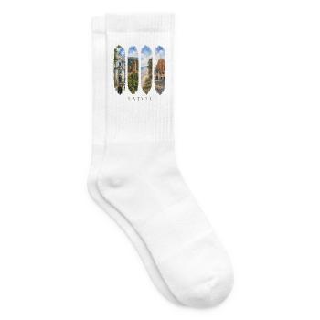 Lettland Urlaub Travel – Riga & Ostsee Motiv - Tennissocken - Weiß - Rechts