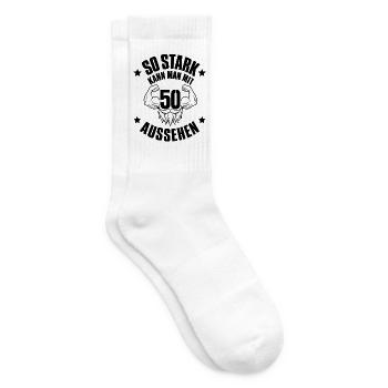 So stark kann man mit 50 Jahren aussehen Spruch - Tennissocken - Weiß - Rechts