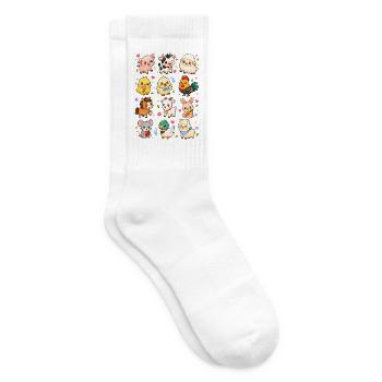 Kawaii Bauernhoftiere | Hof & Landliebe - Tennissocken - Weiß - Rechts