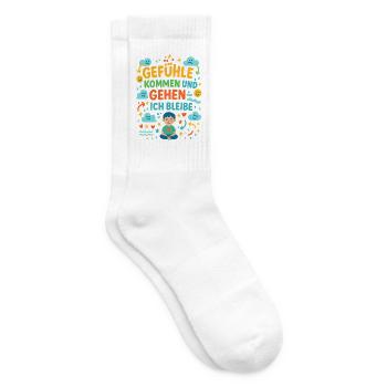 Gefühle kommen und gehen – Achtsamkeit Spruch - Tennissocken - Weiß - Rechts
