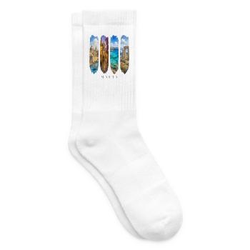Malta Urlaub Travel – Küste & Kultur Motiv - Tennissocken - Weiß - Rechts