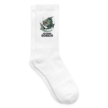 Ich dreh Dorsch – Lustiger Fisch Spruch - Tennissocken - Weiß - Rechts