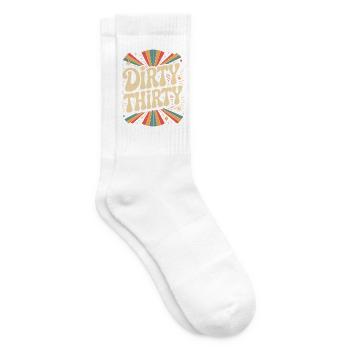 30 Dirty Thirty Spruch Geschenk 30. Geburtstag - Tennissocken - Weiß - Rechts