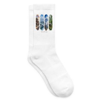 Nepal Travel – Himalaya & Tempel Motiv - Tennissocken - Weiß - Rechts