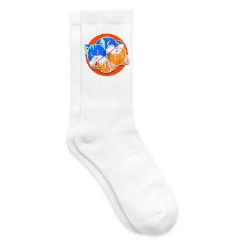 Qigong Qi Gong Tai Chi Chigong Katze - Tennissocken - Weiß - Rechts