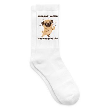 Hallo Hallöle: Geiler Mops - Tennissocken - Weiß - Rechts