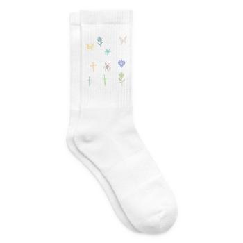 Wasserfarbene Naturmotive Collage - Tennissocken - Weiß - Rechts