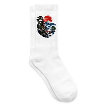 Japanische Abendröte am Fuji - Tennissocken - Weiß - Rechts