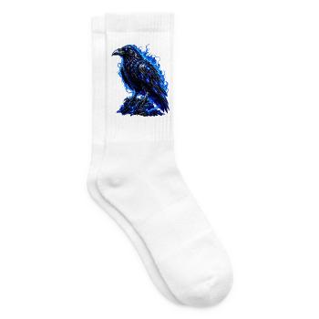 Schwarzer Rabe mit blauer Aura - Tennissocken - Weiß - Rechts