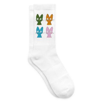 Vier bunte Katzenfreunde - Tennissocken - Weiß - Rechts