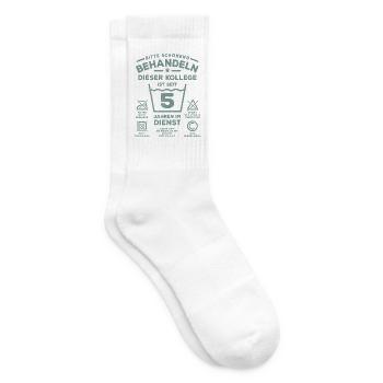5 Jahre Dienst - Schonend behandeln - Kollege - Tennissocken - Weiß - Rechts
