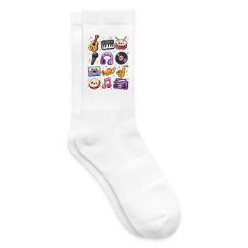 Kawaii Musik | Instrumente & Retro - Tennissocken - Weiß - Rechts