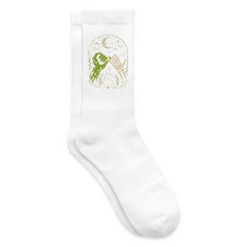Allianz der Nacht: Grüne Hand und Skelett - Tennissocken - Weiß - Rechts