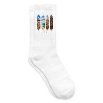 Jemen Travel – Socotra & Architektur Motiv - Tennissocken - Weiß - Rechts