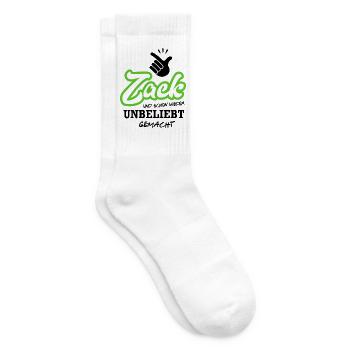 Zack unbeliebt gemacht Sprüche Mann Frau Hand - Tennissocken - Weiß - Rechts