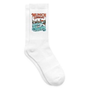 City Munich Germany Eisbach Wave Surfers Vintage - Tennissocken - Weiß - Rechts