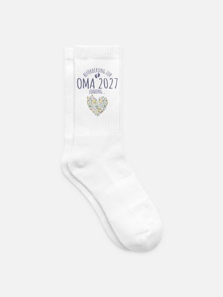 Wildblumen Herz Beförderung zur Oma 2027 loading - Tennissocken - Weiß
