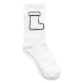 Nikolausstiefel handgezeichnet - Tennissocken - Weiß - Rechts