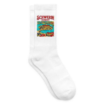 City Vintage Illustrated Map Of Schwerin Germany - Tennissocken - Weiß - Rechts