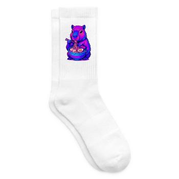 Capybara Isst Ramen Nudeln Wasserschwein - Tennissocken - Weiß - Rechts